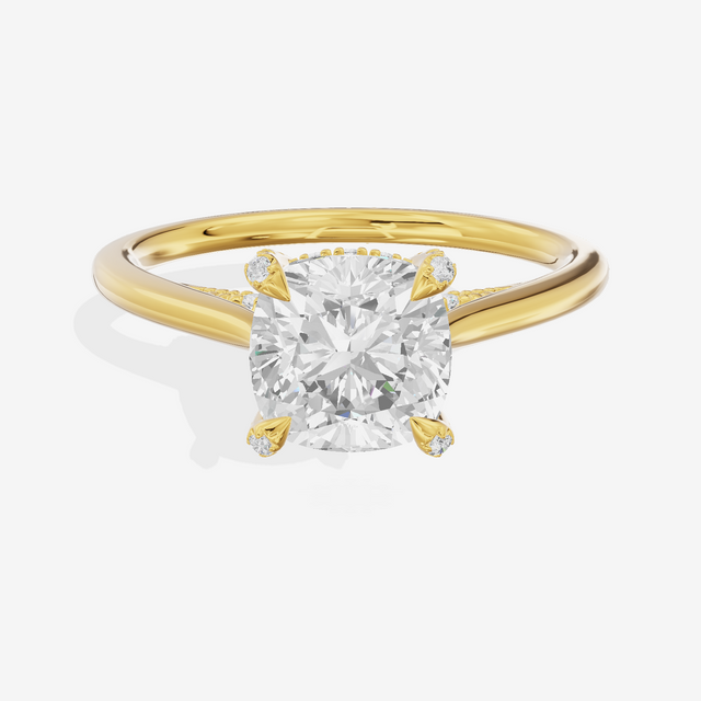 Grand Vowsae Cushion Engagement Ring with Side Stones (1/5 ct. tw.) in 18K Yellow Gold