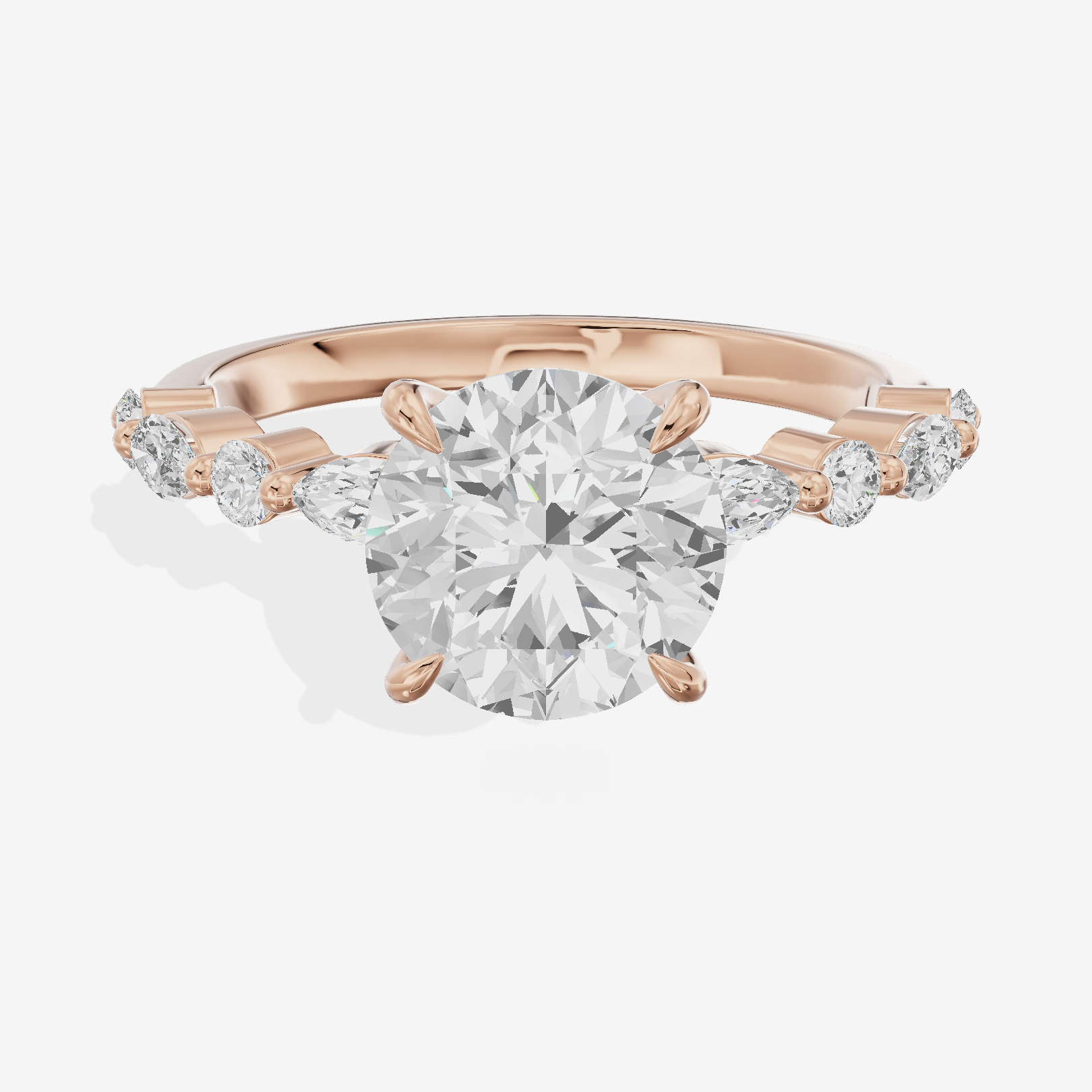 Vintage Selenia Round Engagement Ring with Side Stones (1/4 ct. tw.) in 18K Rose Gold