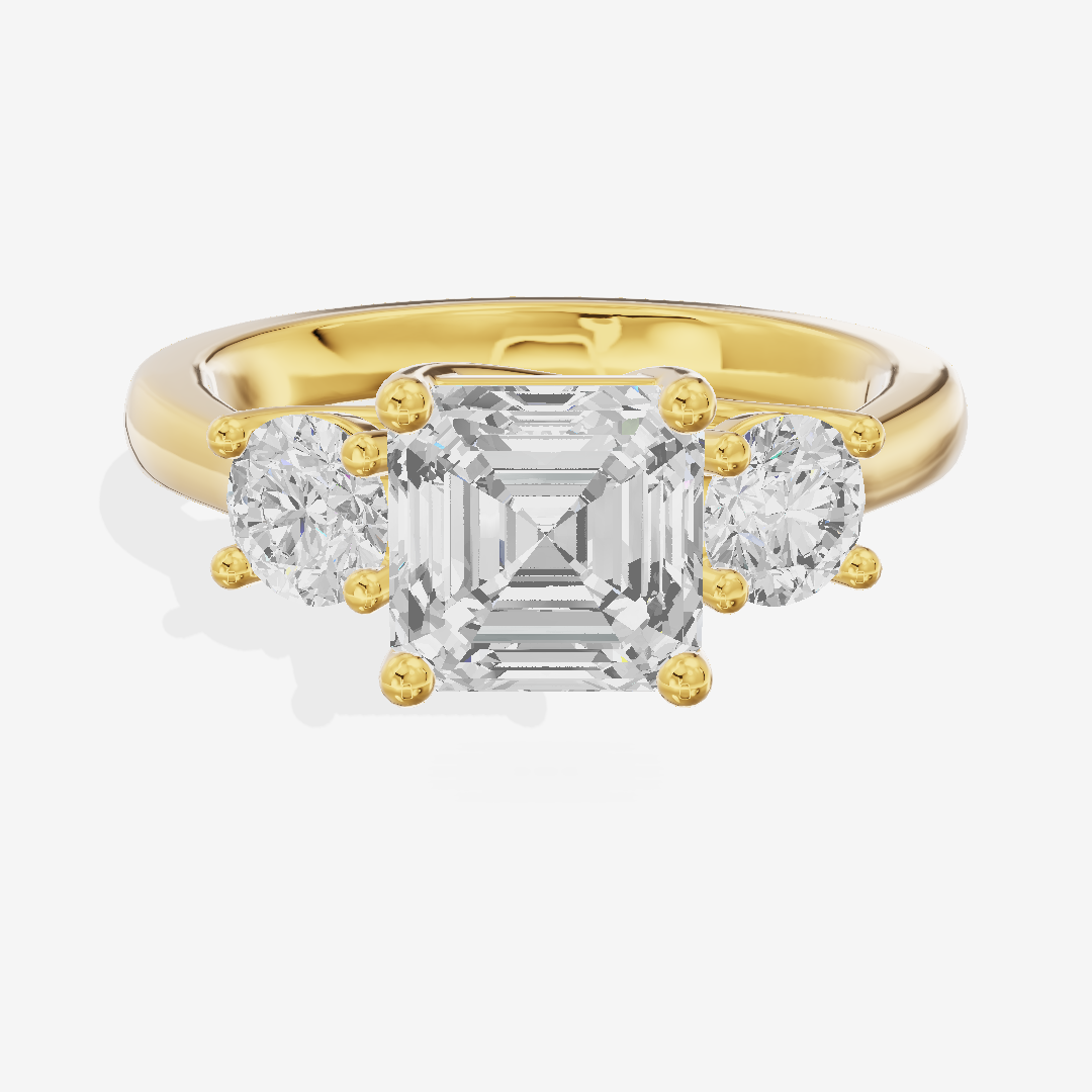 Petite Selenia Three Stone Asscher Engagement Ring (1/3 ct. tw.) in 14K Yellow Gold