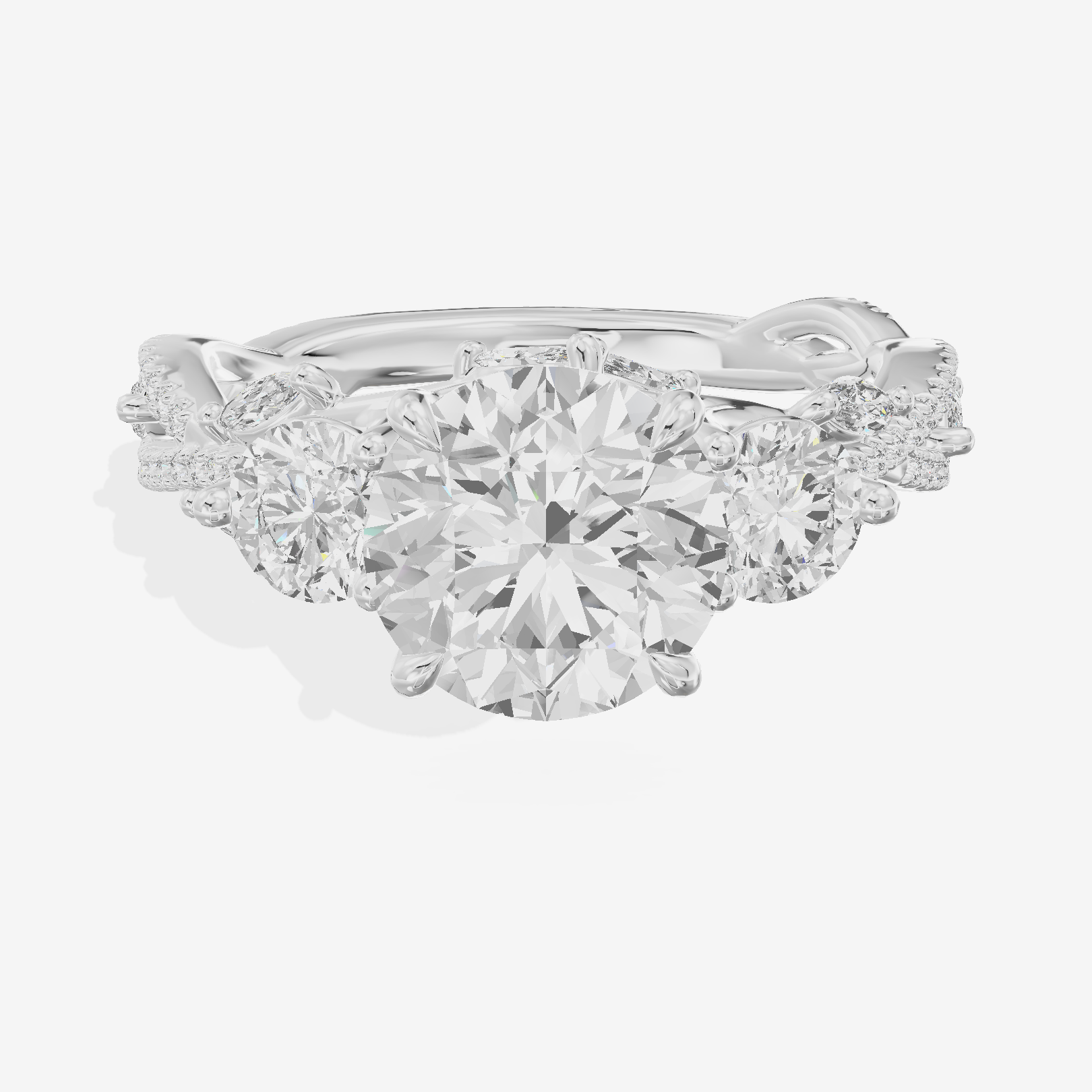 Classic Coeurine Three Stone Round Engagement Ring (3/5 ct. tw.) in 14K White Gold