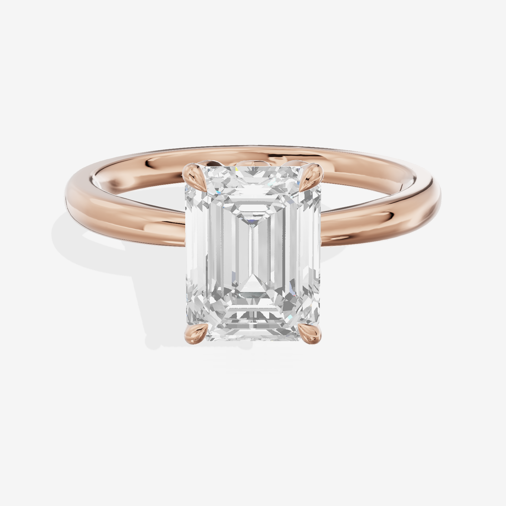 Eversince Solitaire 2mm Emerald Engagement Ring in 14K Rose Gold