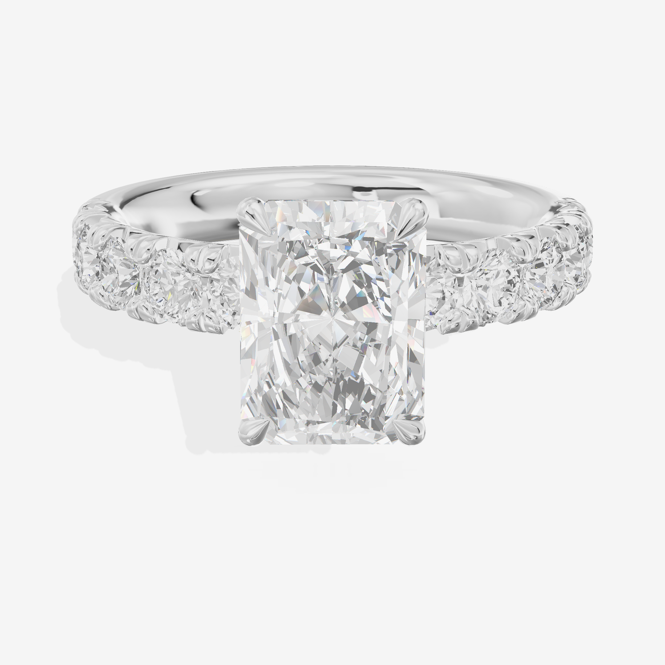 Luxe Goldweave Radiant Engagement Ring with Side Stones (1/5 ct. tw.) in 18K White Gold