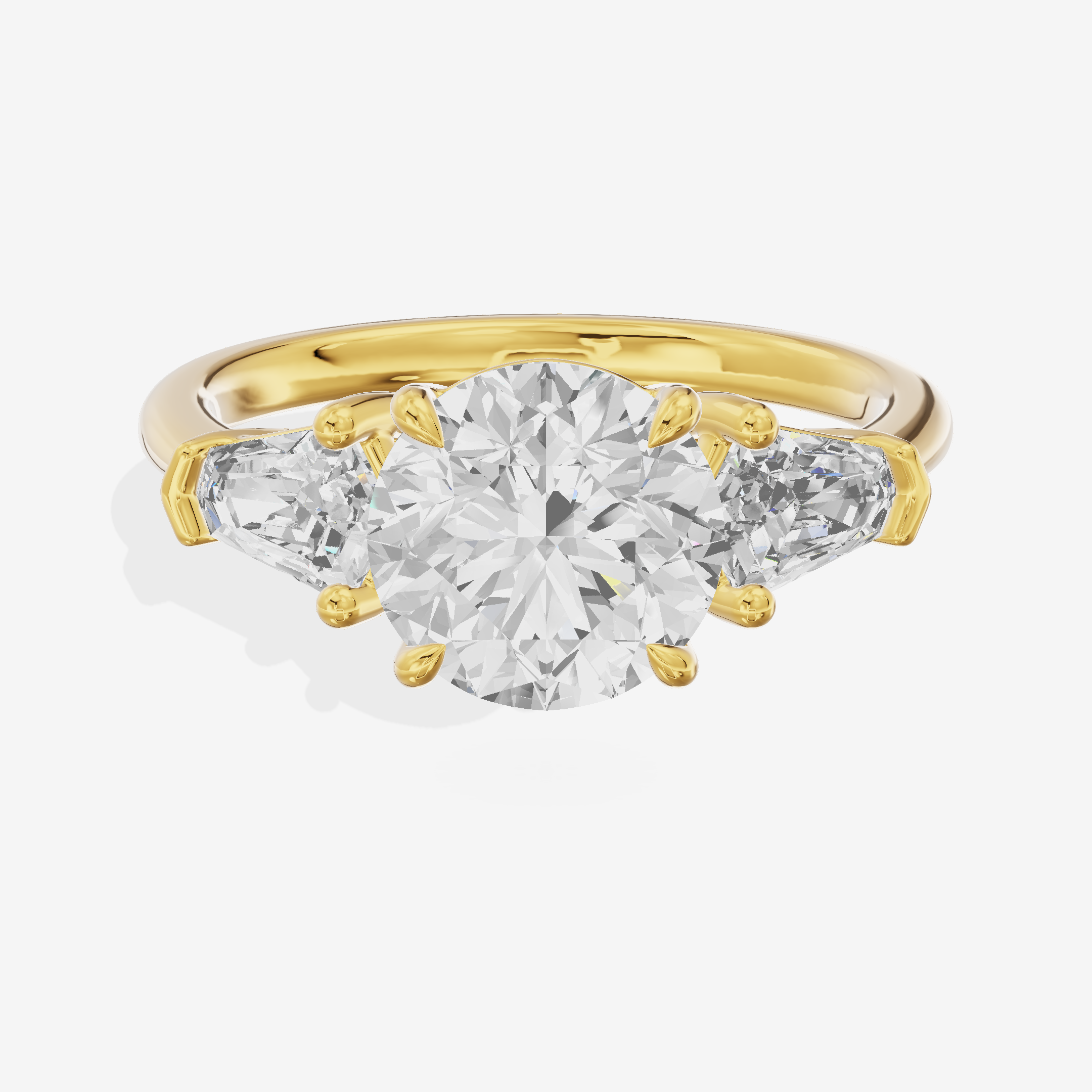 Classic Mirth Round Three Stone Engagement Ring (1/2 ct. tw.) in 14K Yellow Gold