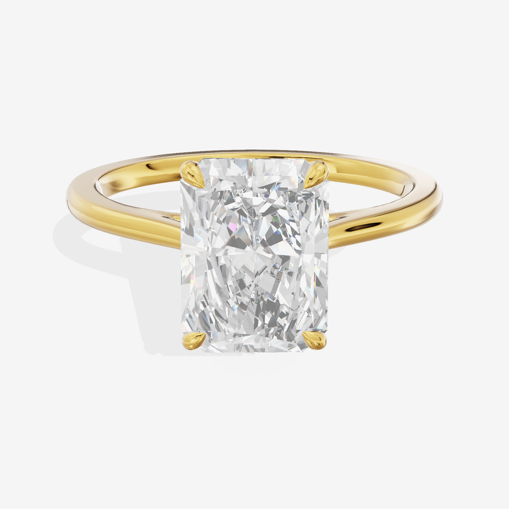 Coeurine Cathedral 1.5mm Radiant Solitaire Engagement Ring in 14K Yellow Gold