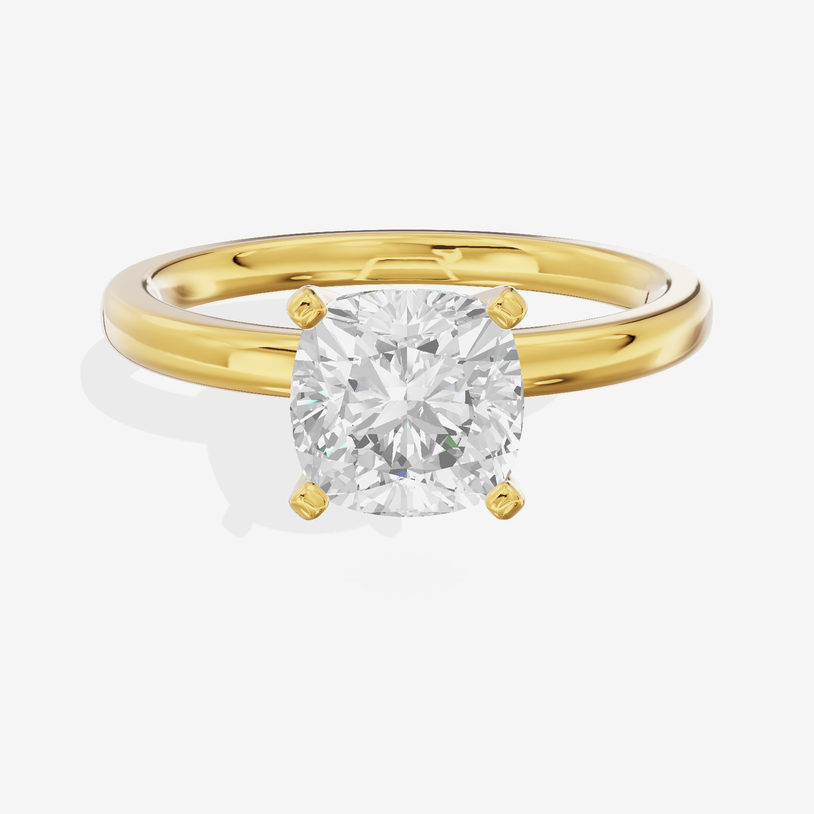 Sincere 2mm Cushion Solitaire Engagement Ring in 18K Yellow Gold