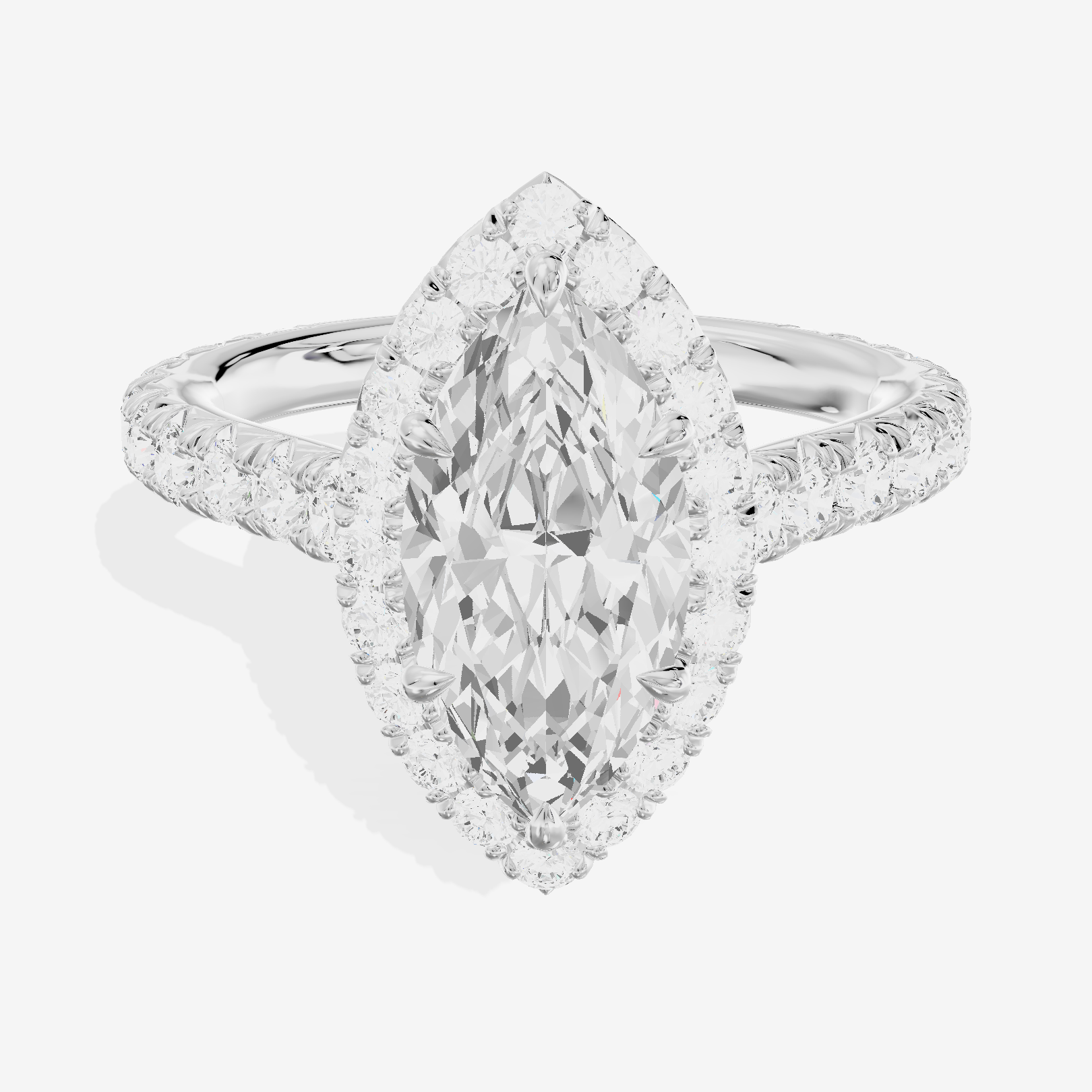 Triade Halo Marquise Engagement Ring (1/15 ct. tw.) in Platinum