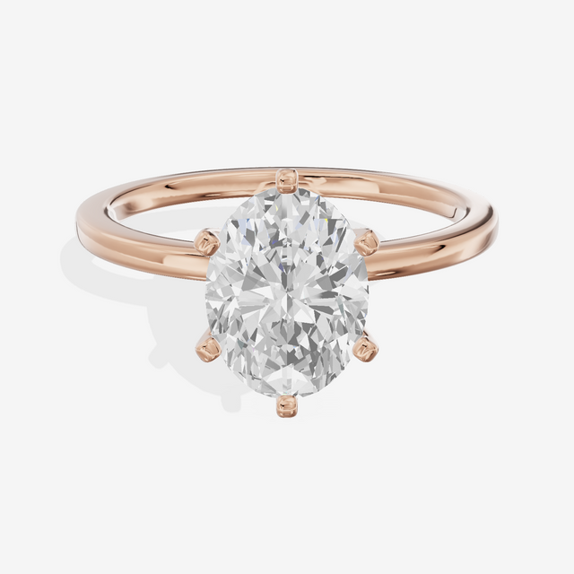 Petite Sincere 1.5mm Oval Six-Prong Engagement Ring in 14K Rose Gold