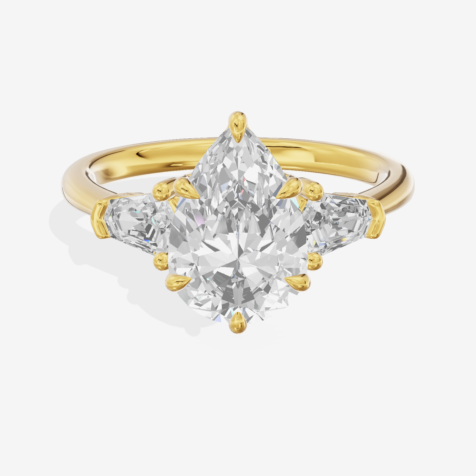 Maia Three Stone Pear Engagement Ring (1/4 ct. tw.) in 18K Yellow Gold