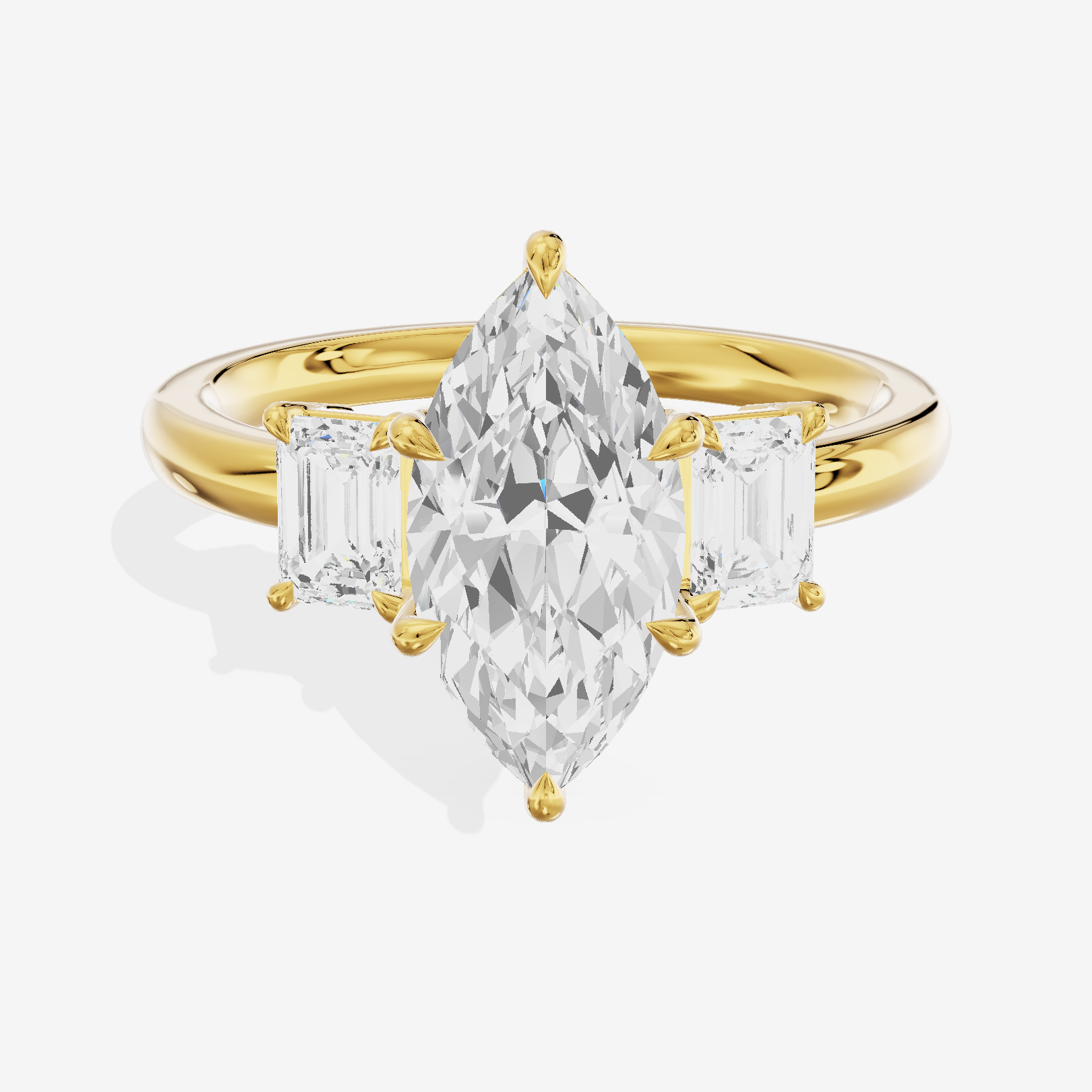 Petite Coeurine Three Stone Marquise Engagement Ring (1/5 ct. tw.) in 18K Yellow Gold