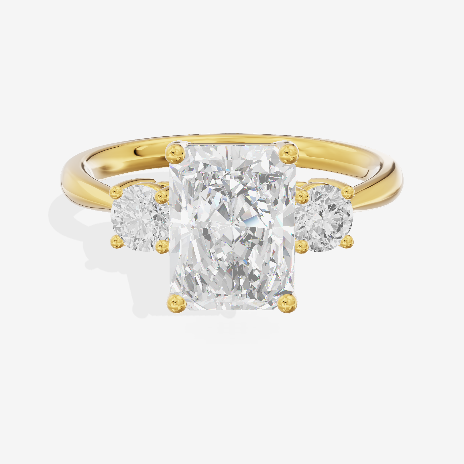 Petite Liviana 2mm Radiant Three Stone Engagement Ring (1/2 ct. tw.) in 14K Yellow Gold