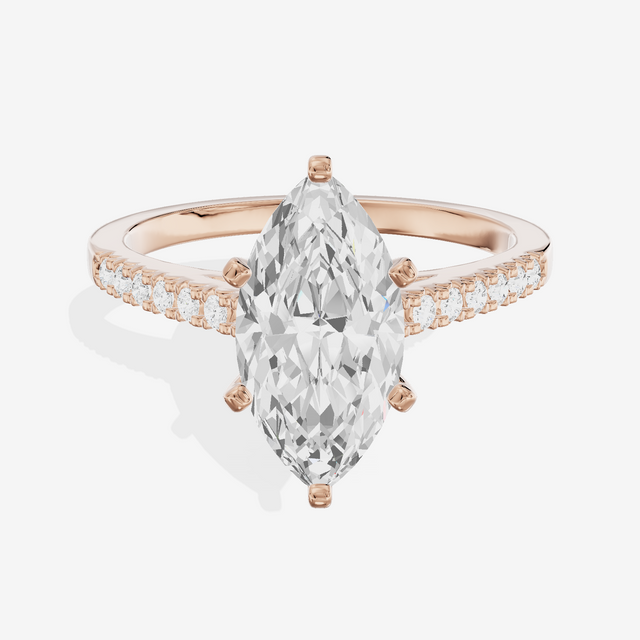 Sworn Vowsae Marquise Engagement Ring with Side Stones (1/10 ct. tw.) in 18K Rose Gold