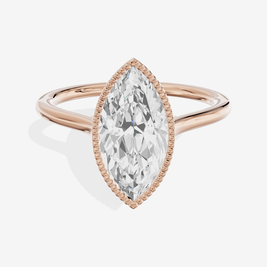 Modern Coeurine 1.5mm Marquise Bezel Engagement Ring in 18K Rose Gold