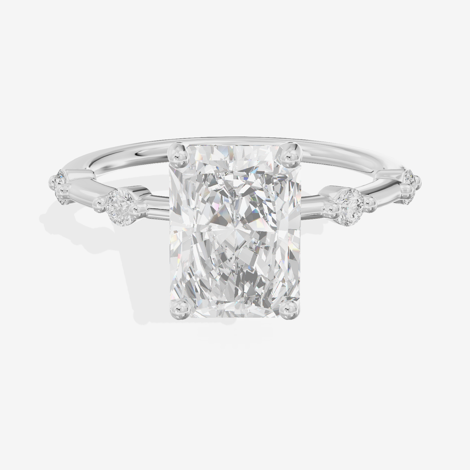 Selenia Radiant Hidden Halo Engagement Ring (1/6 ct. tw.) in 18K White Gold