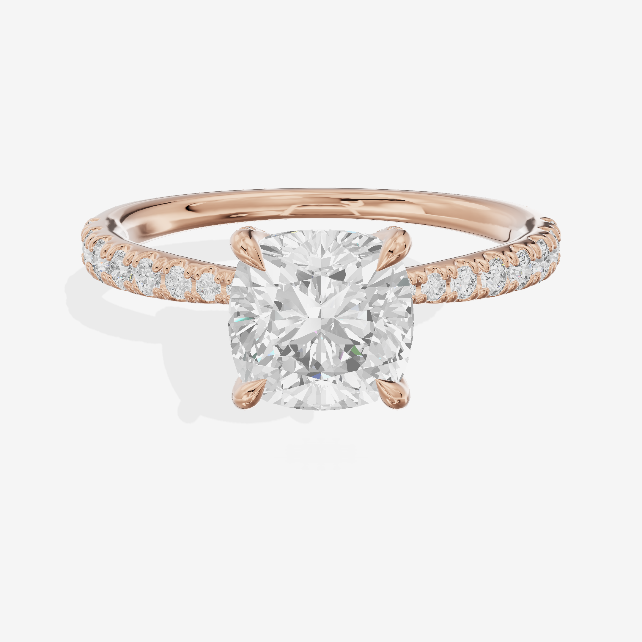 Lumera Cushion Engagement Ring with Side Stones (1/3 ct. tw.) in 18K Rose Gold