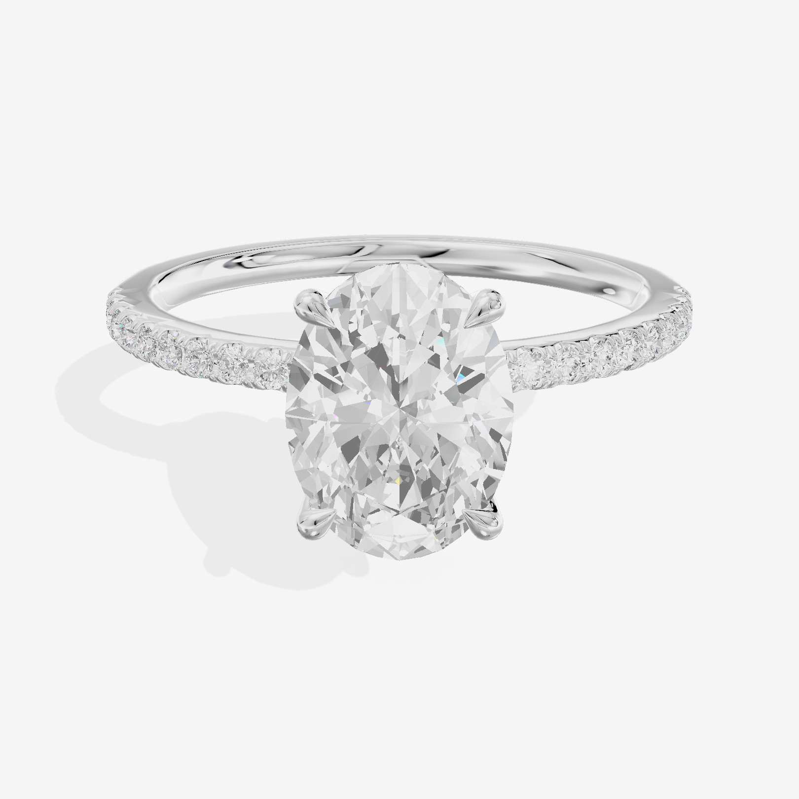 Twined Selenia Oval Engagement Ring with Side Stones (1/10 ct. tw.) in 14K White Gold