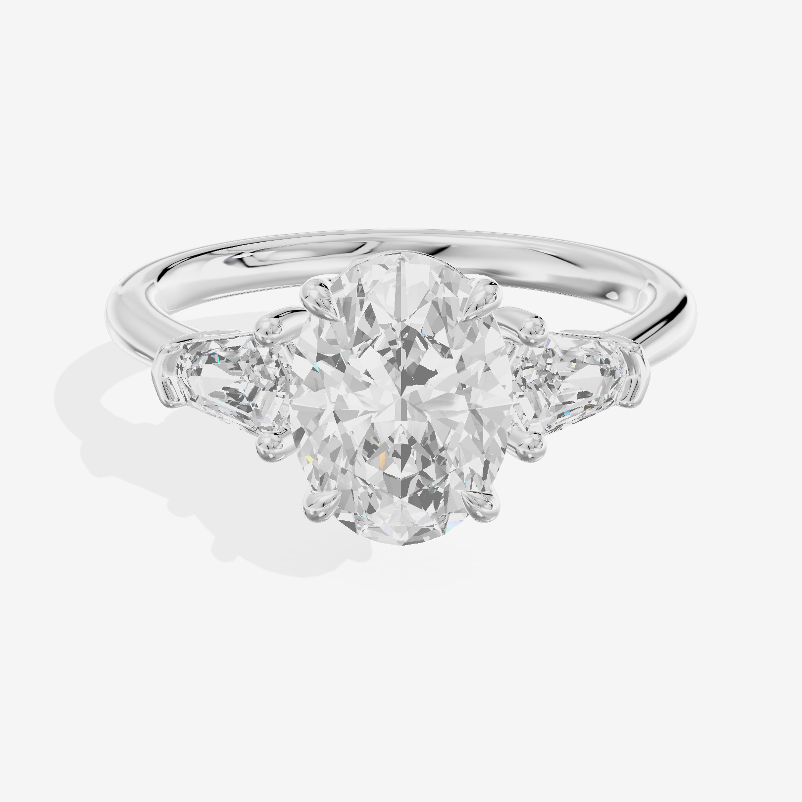 Maia Three Stone Oval Engagement Ring (1/4 ct. tw.) in 18K White Gold