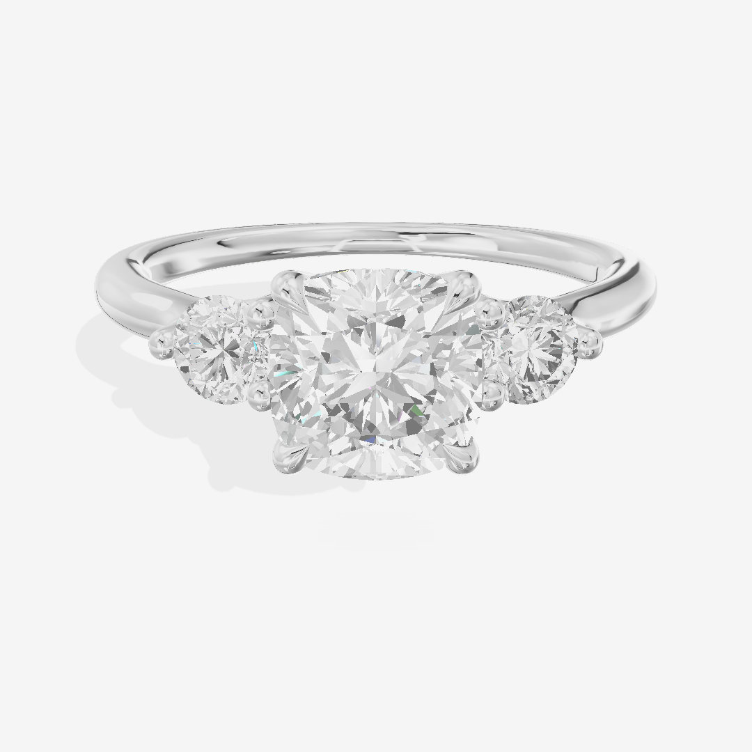 Eternal Vowsae Three Stone Cushion Engagement Ring (1/3 ct. tw.) in 18K White Gold