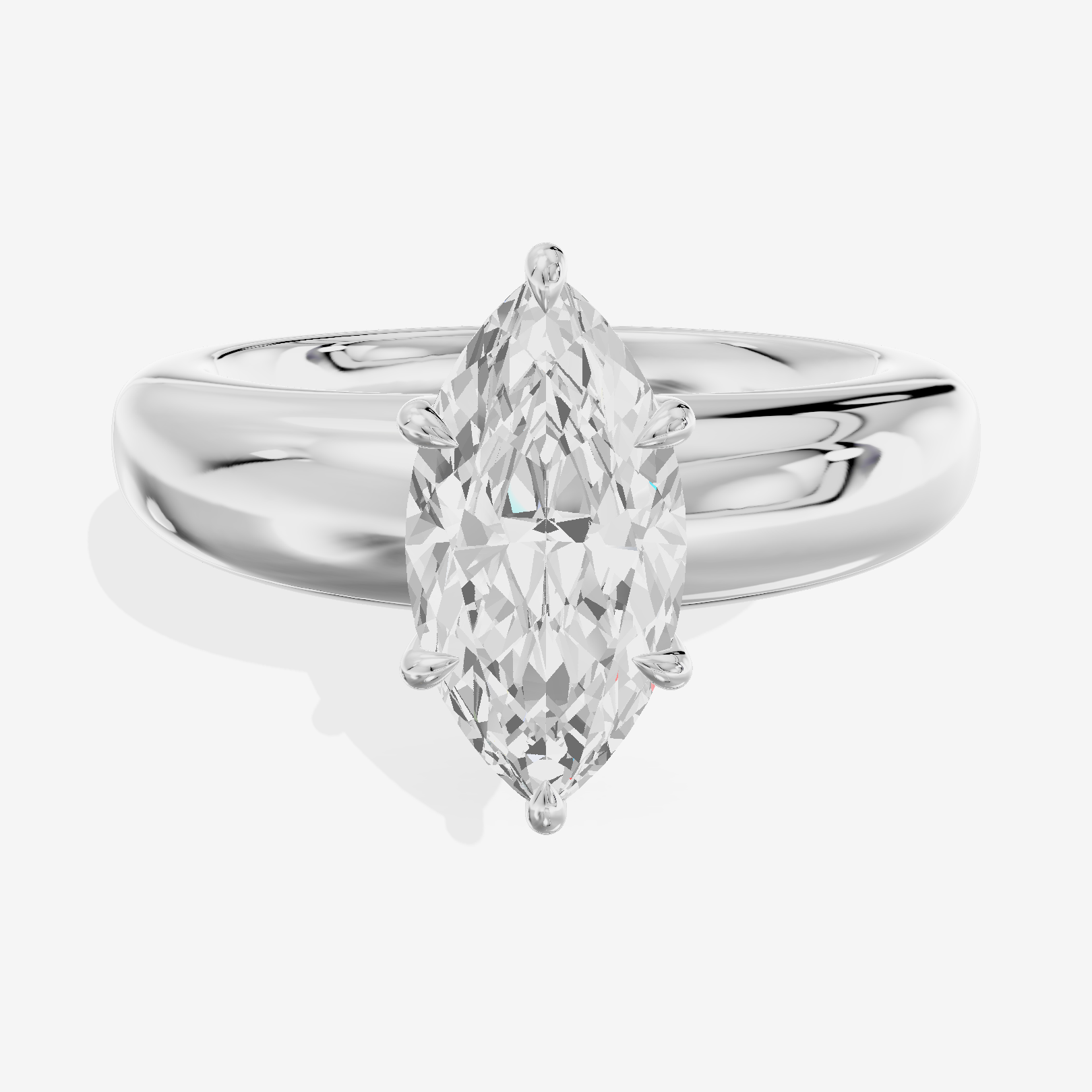 Whispered Adorae 5mm Marquise Solitaire Engagement Ring in 14K White Gold