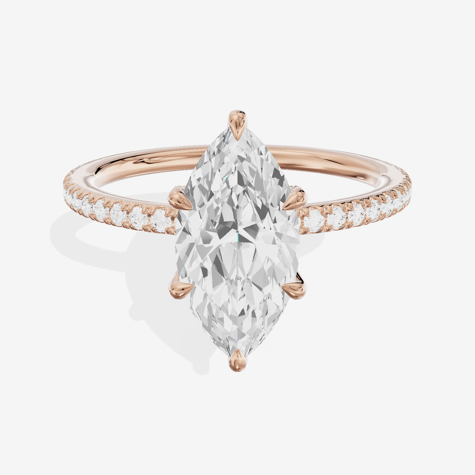 Lustrous Sincere Marquise Engagement Ring with Side Stones (1/3 ct. tw.) in 14K Rose Gold