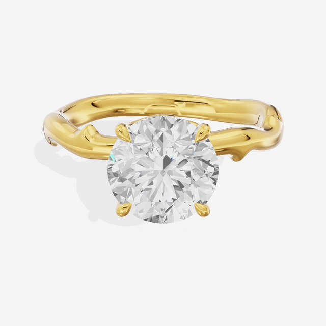 Vowsae Cathedral 2.2mm Round Solitaire Engagement Ring in 18K Yellow Gold