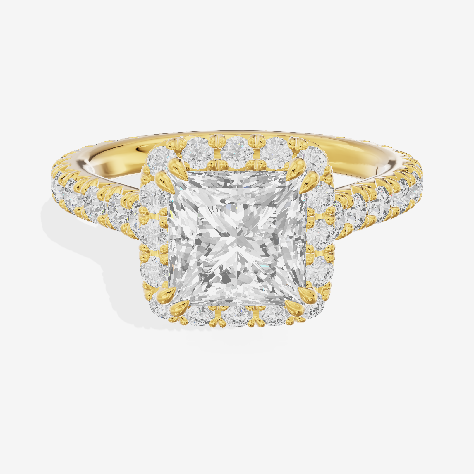 Triade Halo Princess Engagement Ring (1/15 ct. tw.) in 18K Yellow Gold