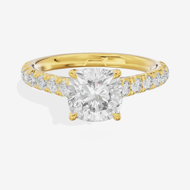 Whispered Sincere Cushion Engagement Ring with Side Stones (2/5 ct. tw.) in 14K Yellow Gold