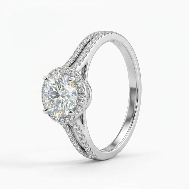 Cathedral Halo Pavé Round Engagement Ring (1 ct. tw.) in 18K White Gold