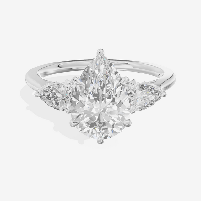 Modern Sincere Three Stone Pear Engagement Ring (1/2 ct. tw.) in 18K White Gold