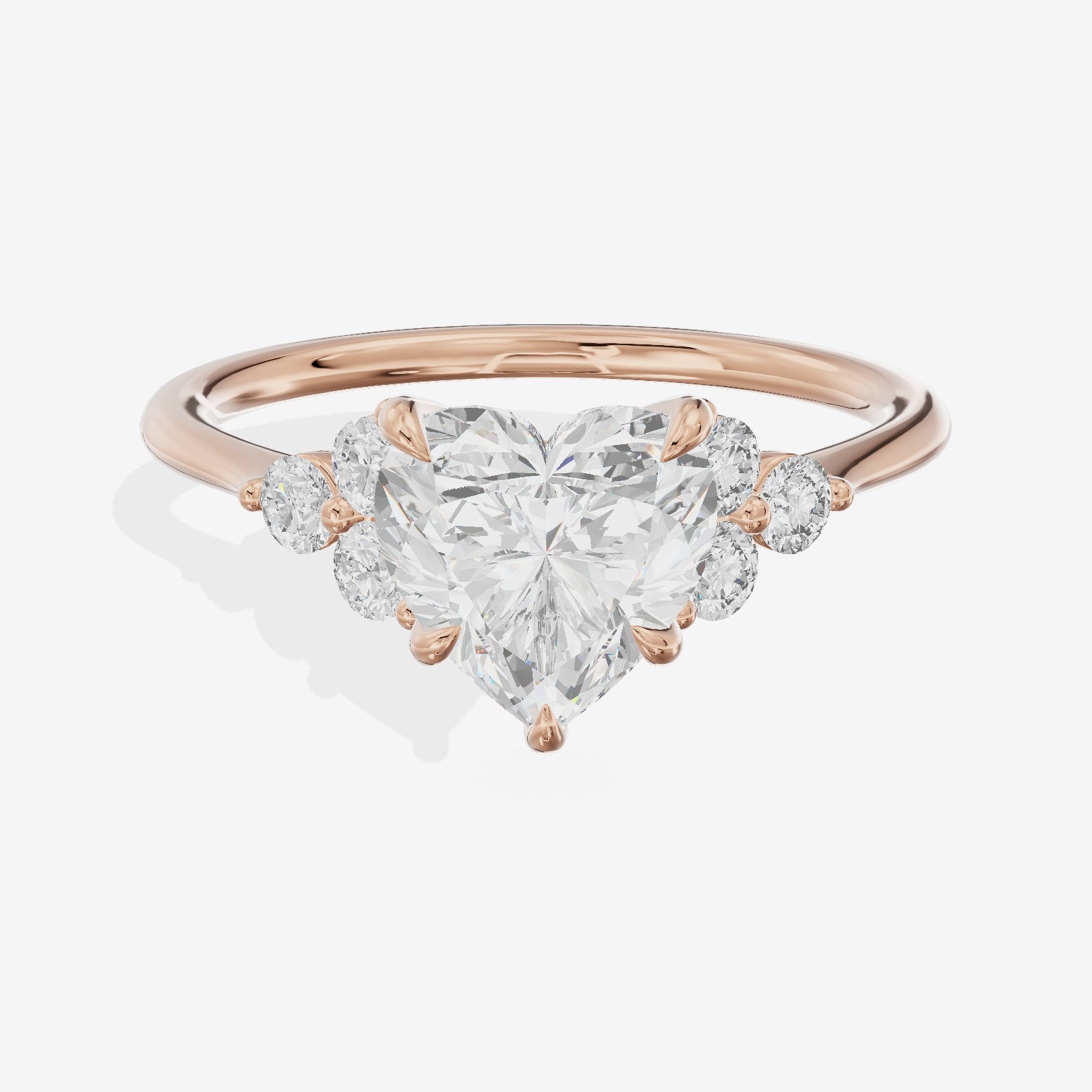 Luxe Trueheart Heart Engagement Ring with Side Stones (1/5 ct. tw.) in 14K Rose Gold