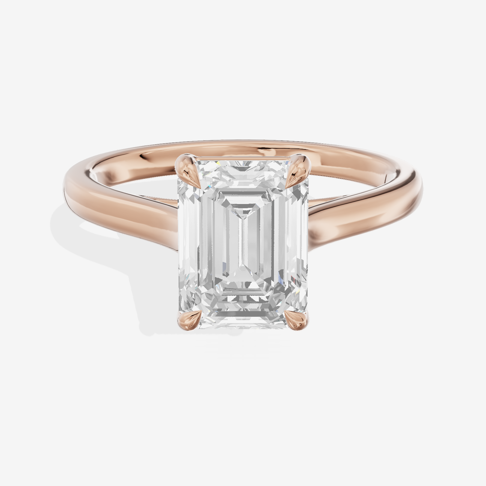 Whispered Coeurine 2mm Emerald Solitaire Engagement Ring in 14K Rose Gold