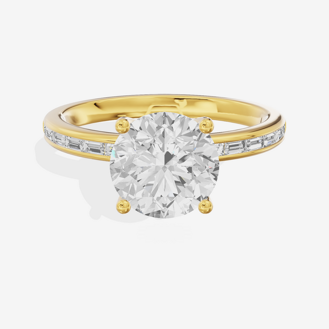 Tender Sincere Round Engagement Ring with Side Stones (1/6 ct. tw.) in 18K Yellow Gold