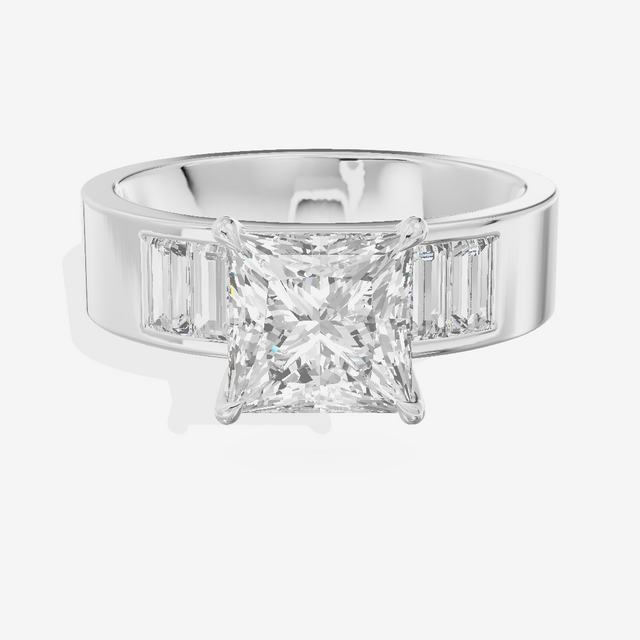 Grand Sincere Princess Engagement Ring with Side Stones (3/5 ct. tw.) in 18K White Gold