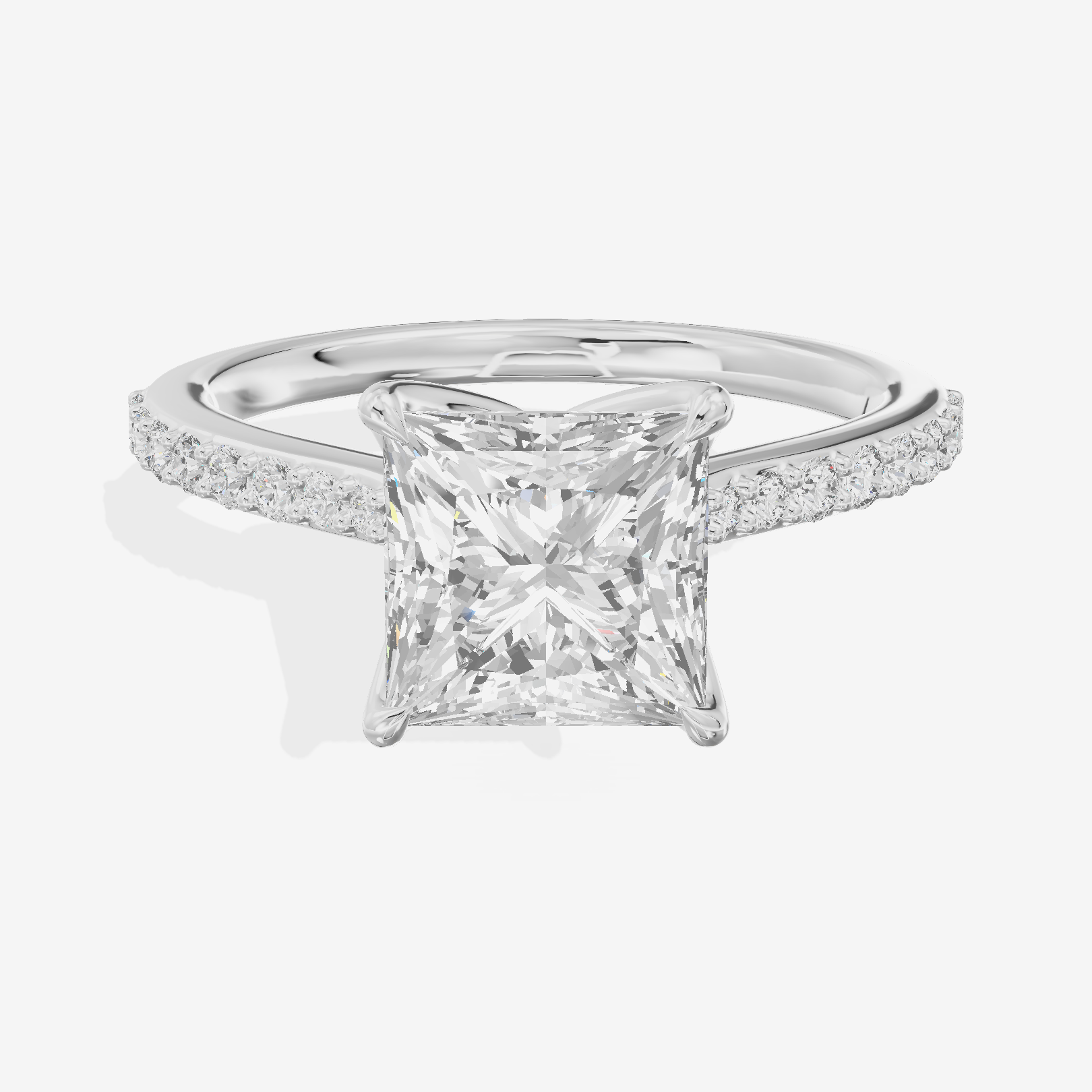 Modern Maia Princess Engagement Ring with Side Stones (1/5 ct. tw.) in 14K White Gold