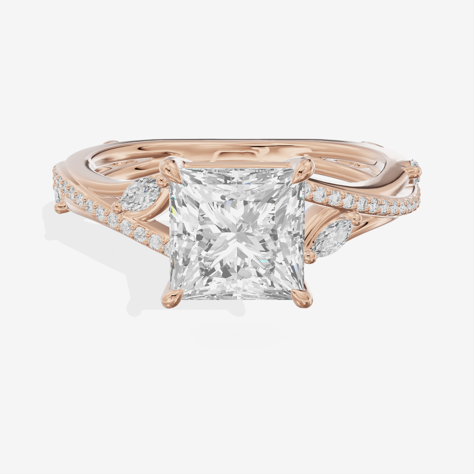 Twined Adorae Princess Twisted Engagement Ring (1/4 ct. tw.) in 18K Rose Gold