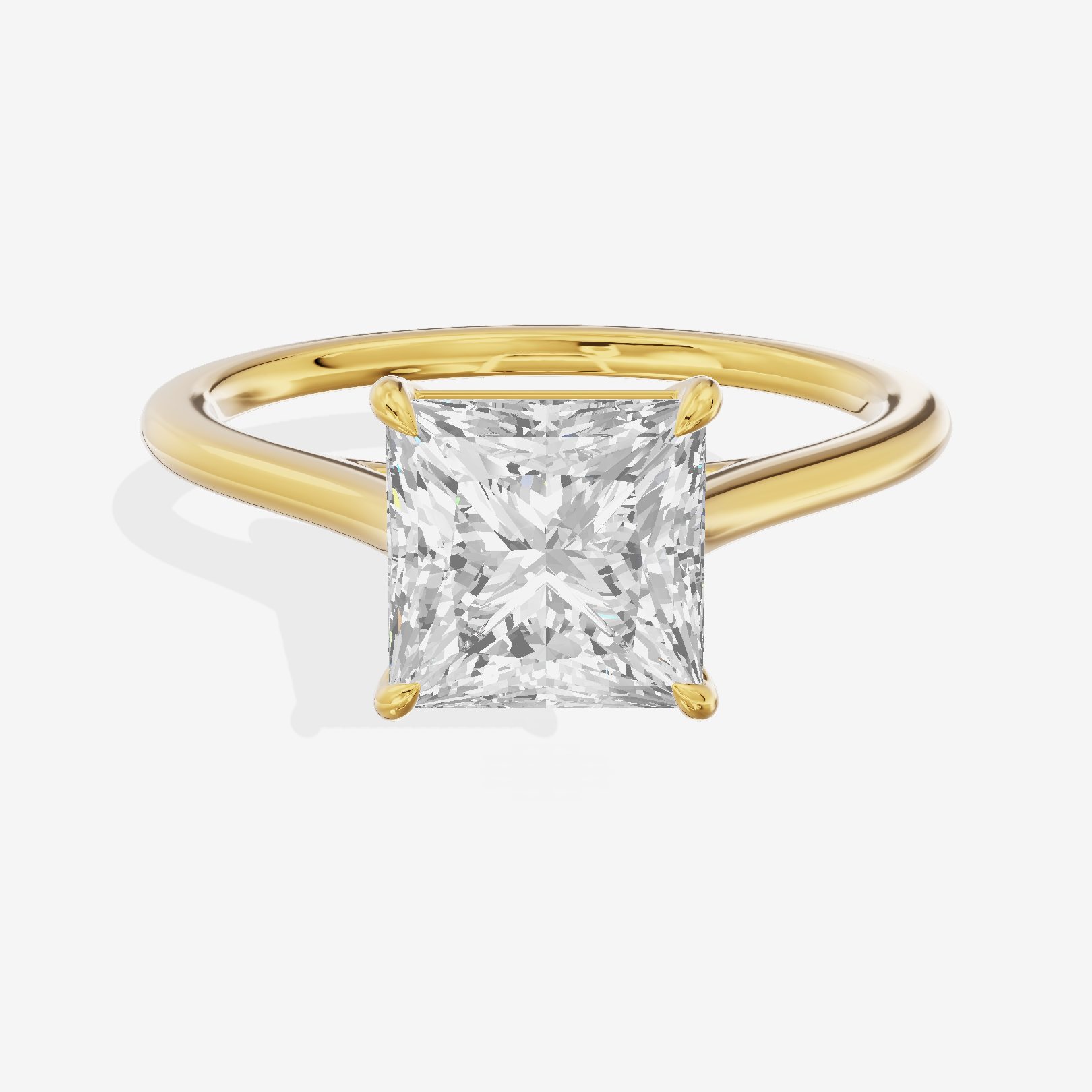 One of One 1.4mm Princess Solitaire Engagement Ring in 14K Yellow Gold