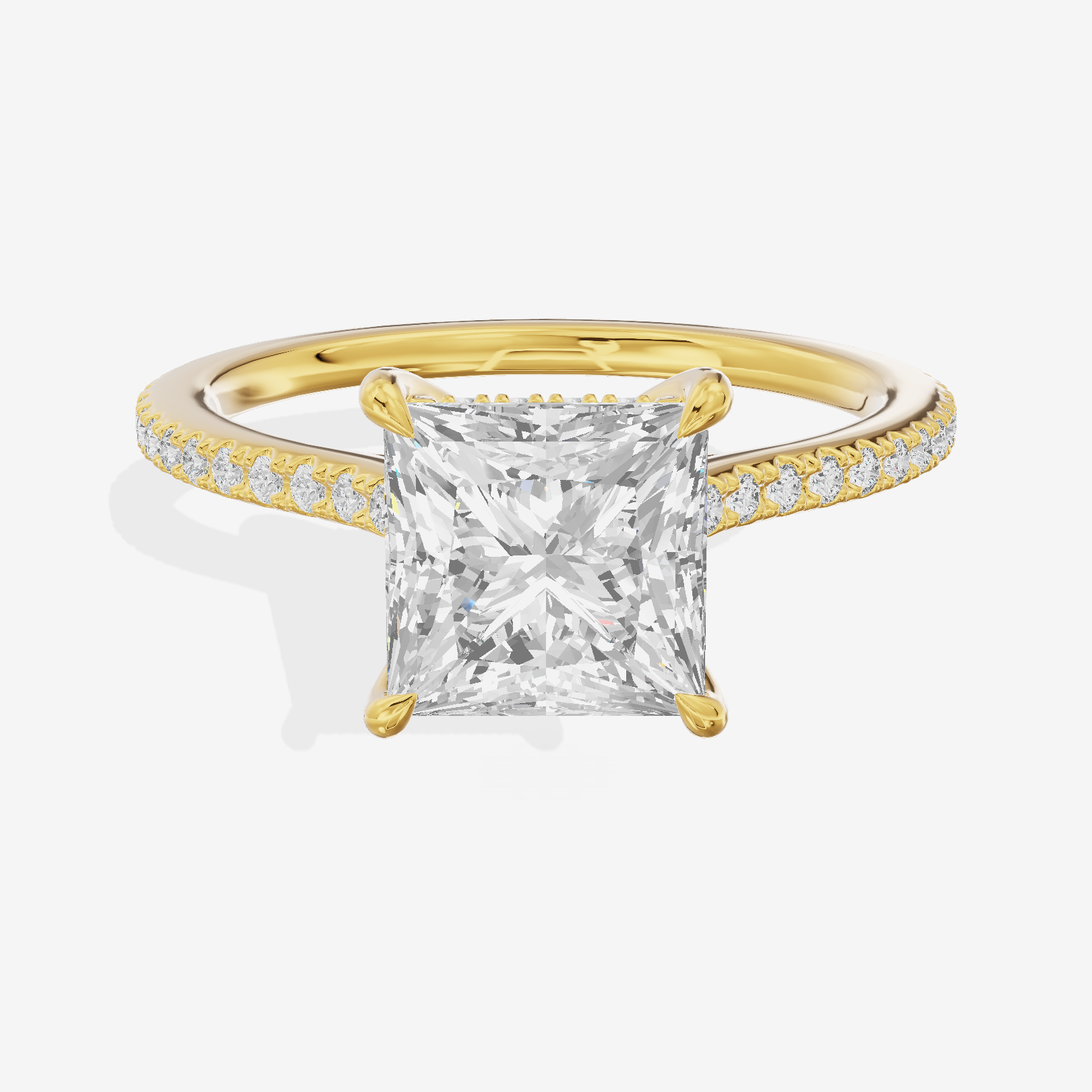 Luxe Goldweave Princess Engagement Ring with Side Stones (1/5 ct. tw.) in 14K Yellow Gold