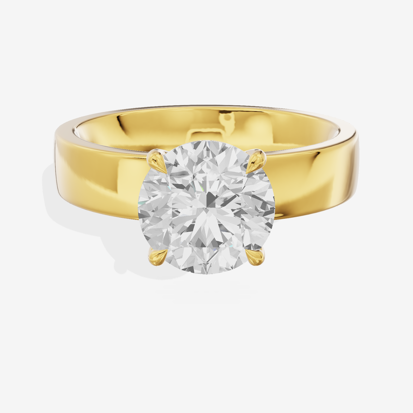 Hallowed Coeurine 4mm Round Solitaire Engagement Ring in 14K Yellow Gold