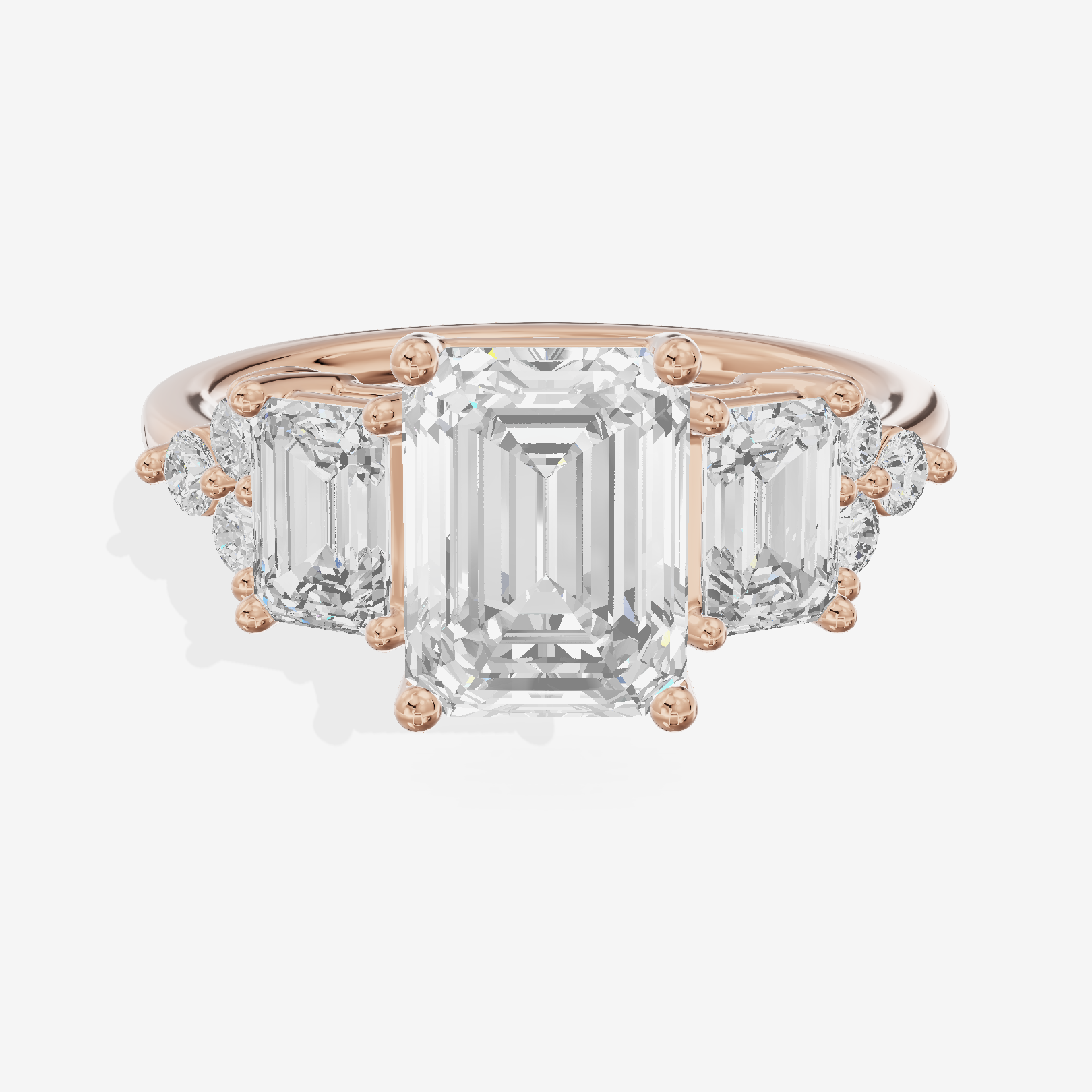 Grand Halcyon Emerald Engagement Ring with Side Stones (3/4 ct. tw.) in 14K Rose Gold
