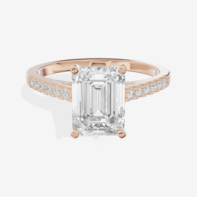 Sworn Vowsae Emerald Engagement Ring with Side Stones (1/10 ct. tw.) in 14K Rose Gold
