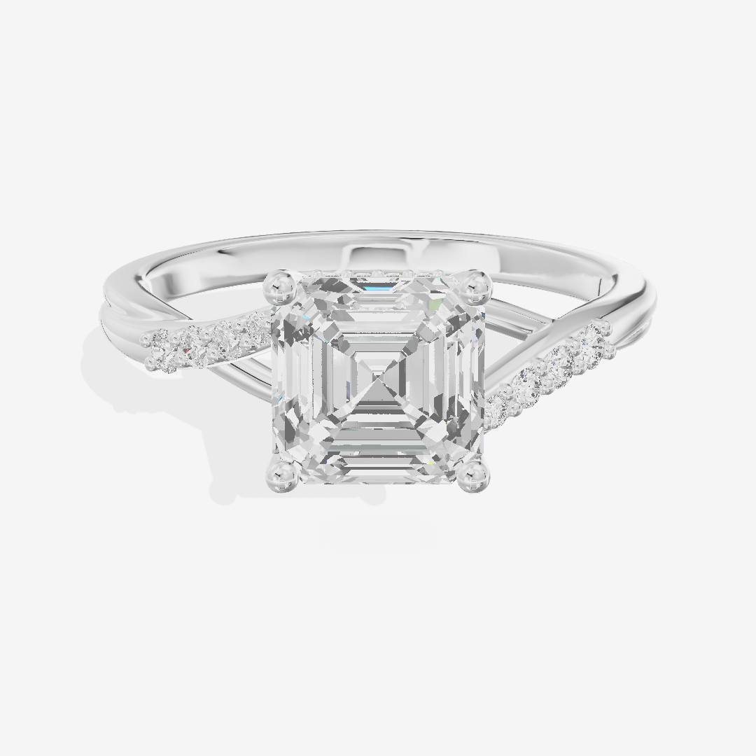 Aimora Hidden Halo Asscher Engagement Ring (1/8 ct. tw.) in Platinum