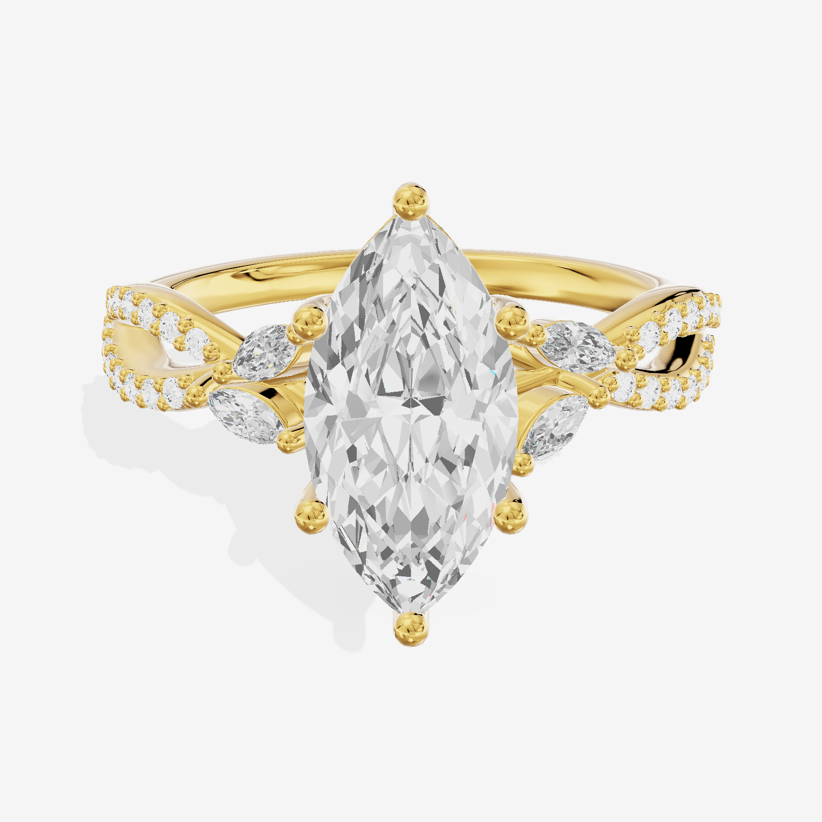 Luxe Lumera Marquise Engagement Ring with Side Stones (1/4 ct. tw.) in 18K Yellow Gold