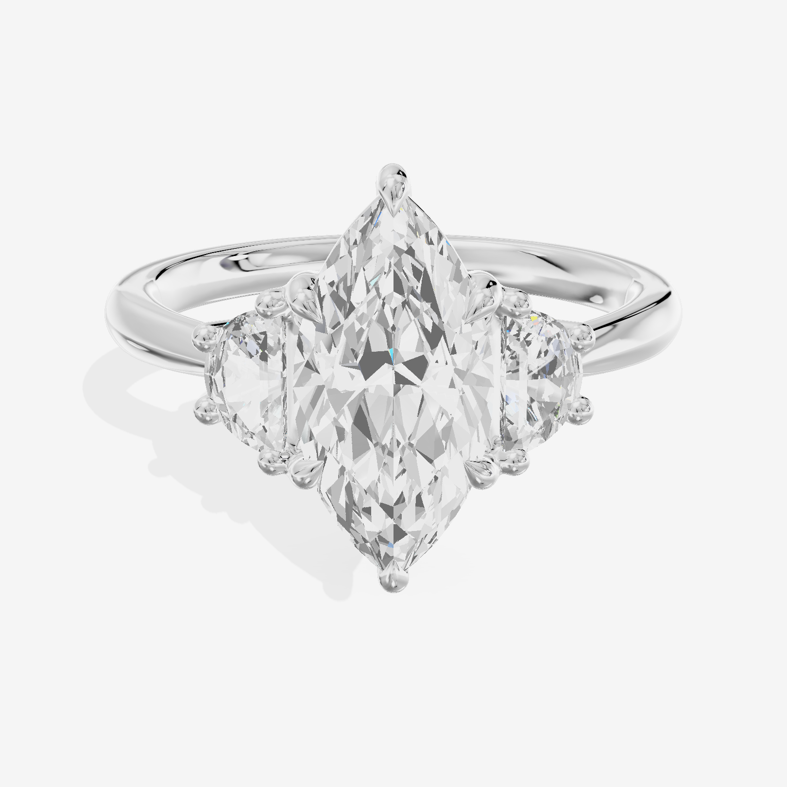 Petite Belovae Marquise Three Stone Engagement Ring (1/2 ct. tw.) in 14K White Gold