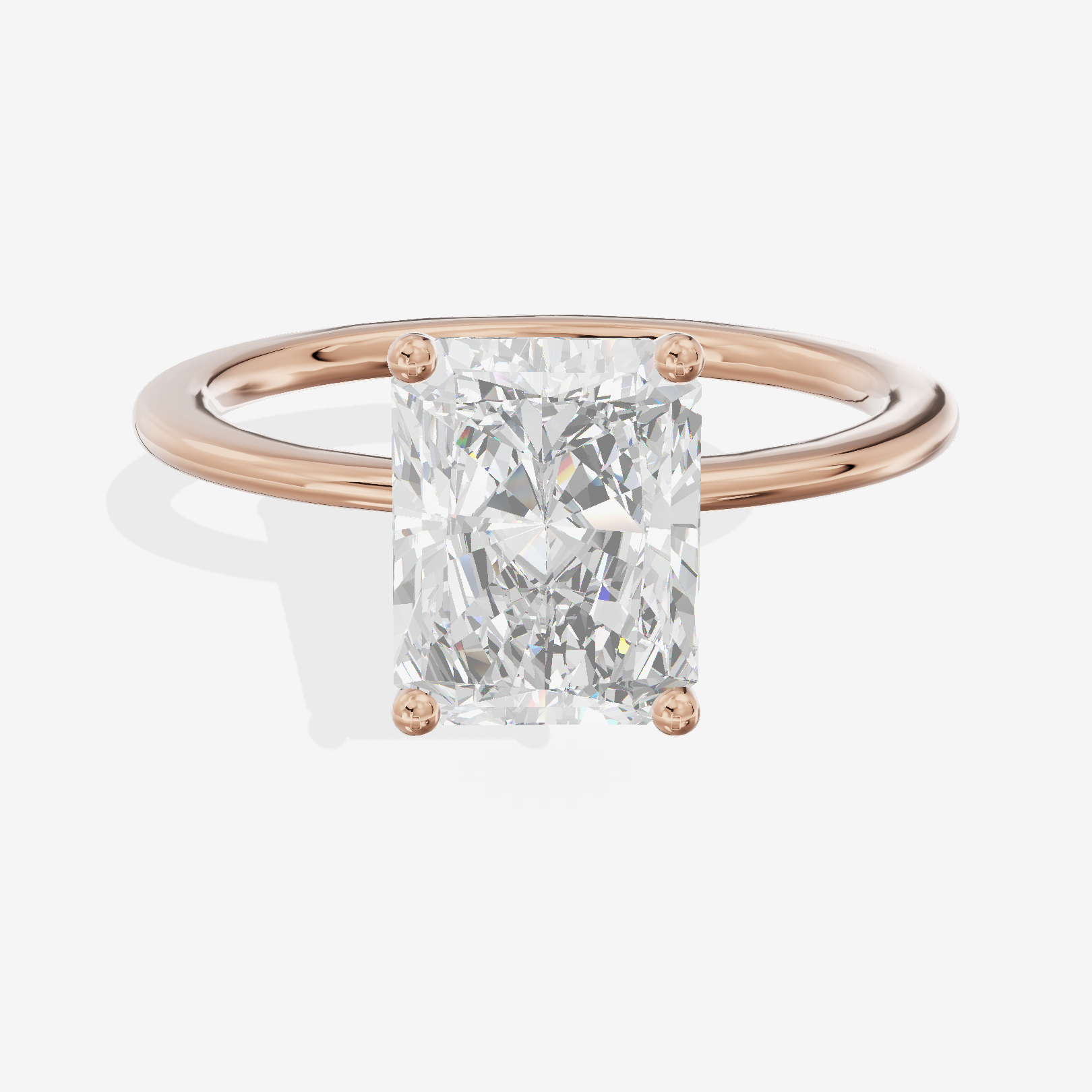 Whispered Promezza 1.4mm Radiant Solitaire Engagement Ring in 18K Rose Gold