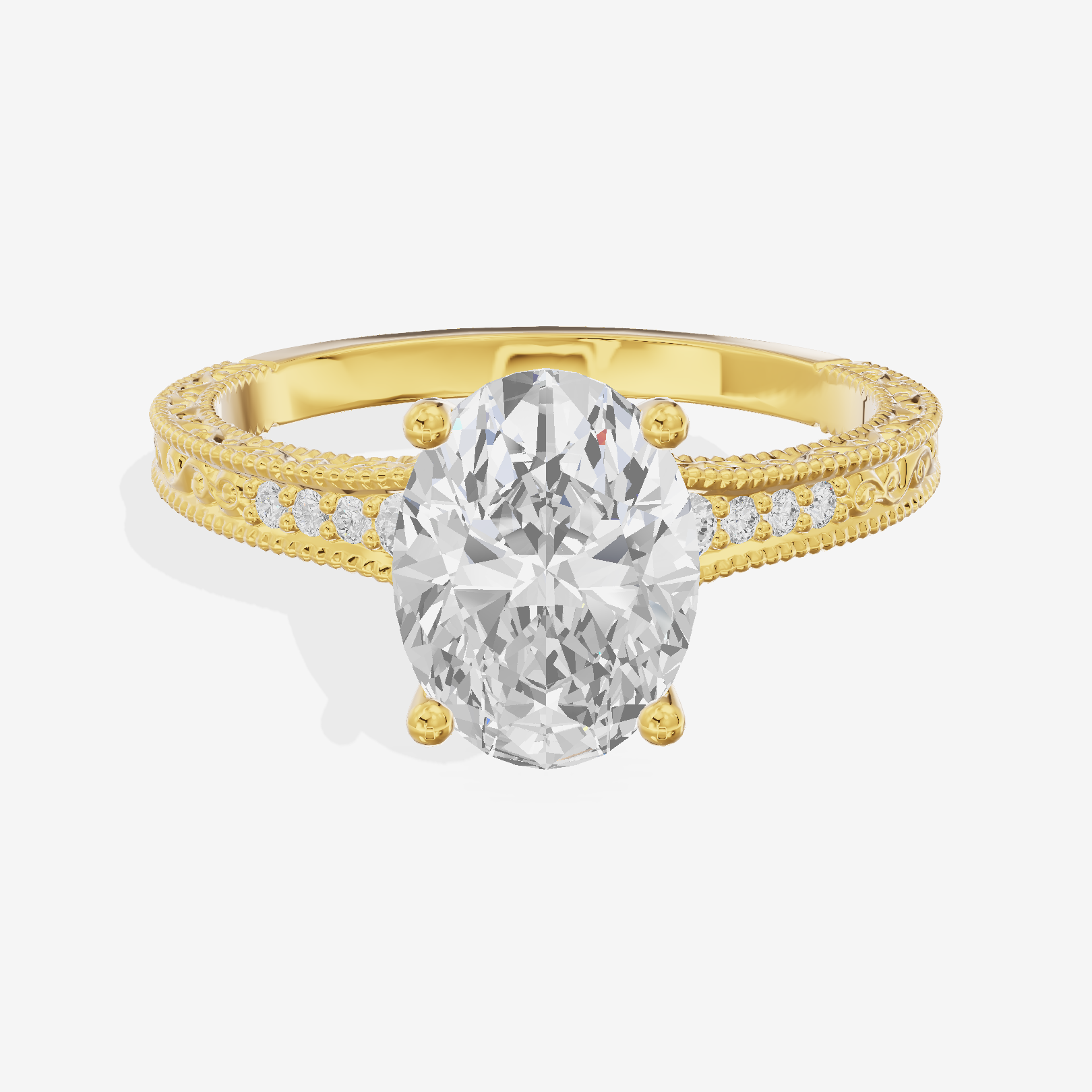 Vintage Sincere Oval Engagement Ring (1/10 ct. tw.) in 18K Yellow Gold