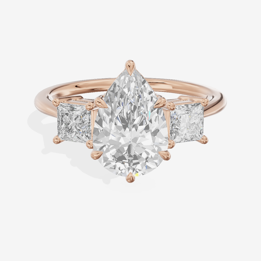 Belovae Anniversary Anniversary Pear Three Stone Engagement Ring (1/2 ct. tw.) in 14K Rose Gold