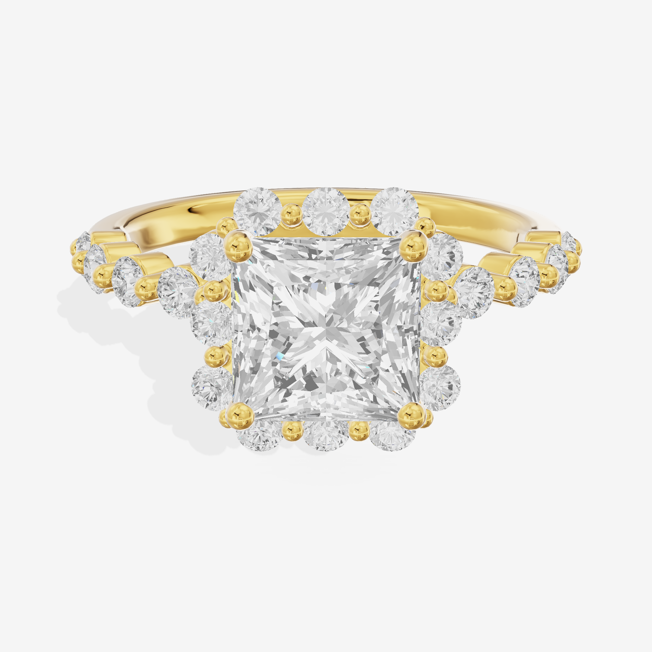 Vowsae Halo Princess Engagement Ring (1/5 ct. tw.) in 14K Yellow Gold