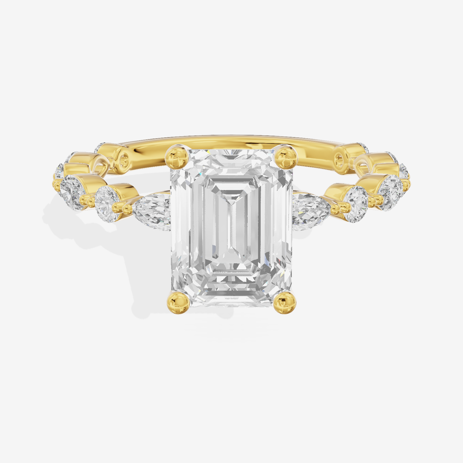 Solea Cathedral 2mm Emerald Engagement Ring with Side Stones (1/2 ct. tw.) in 14K Yellow Gold