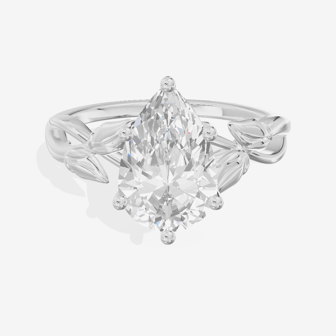 Sealed Vowsae 2.5mm Pear Solitaire Engagement Ring in 14K White Gold