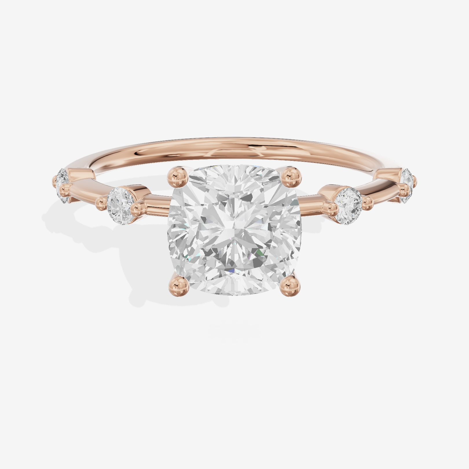 Grand Trueheart Cushion Engagement Ring with Side Stones (1/2 ct. tw.) in 18K Rose Gold