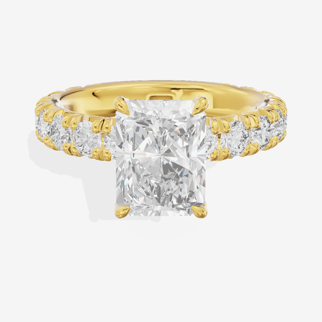 Crowned Sincere Radiant Engagement Ring with Side Stones (3/4 ct. tw.) in 18K Yellow Gold